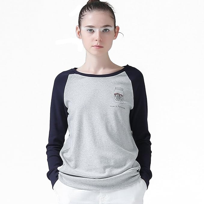Amazon トゥーユース Toyouth ラグラン Tシャツ 可愛い ロゴ 長袖 レディース カットソー コンイロ Xl Tシャツ カットソー 通販
