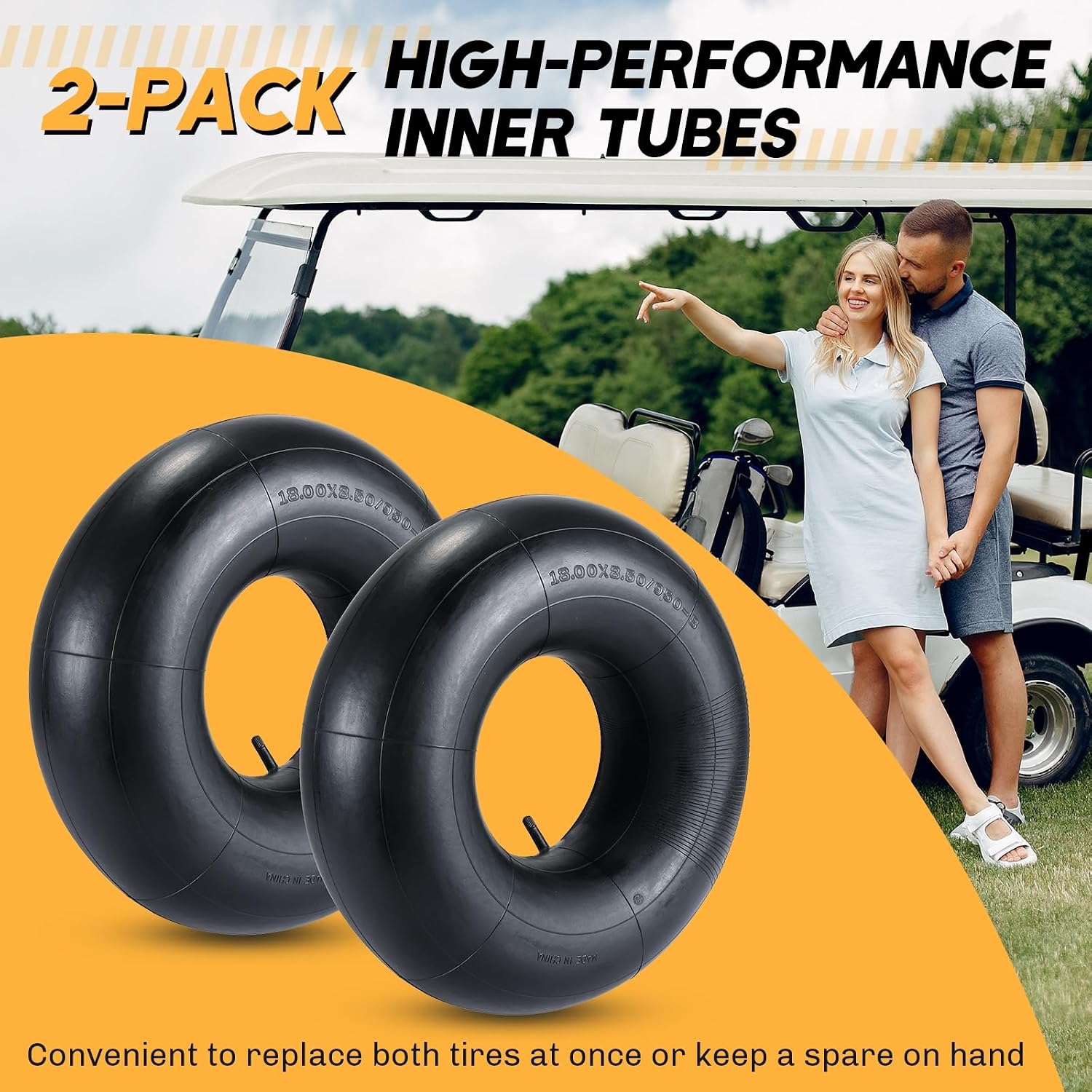 2 Pack 18x8.50-8 18x9.50-8 Inner Tube w/ TR13 Straight Valve Stem