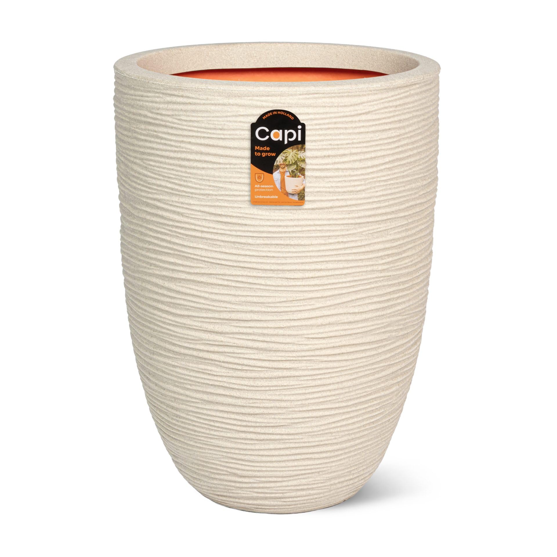 Capi Europe - Vase Elegant Low Rib NL - 34x46 - Pebble - Planter for indoor and outdoor use - Shatterproof - KPER782