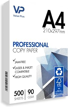 A4 Printer Paper - Premium 90gsm White Copy Paper - 1 Ream 500 Sheets - Multipurpose Thick Paper for Inkjet & Laser Printers, Office, and Home