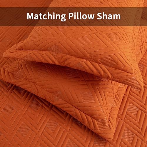 Miniatura 6 de Hygge Hush - Juego de colcha para verano, tamaño twin, juego de 2 piezas con patrón en L, color caramelo, estilo moderno oversized, apto para todas