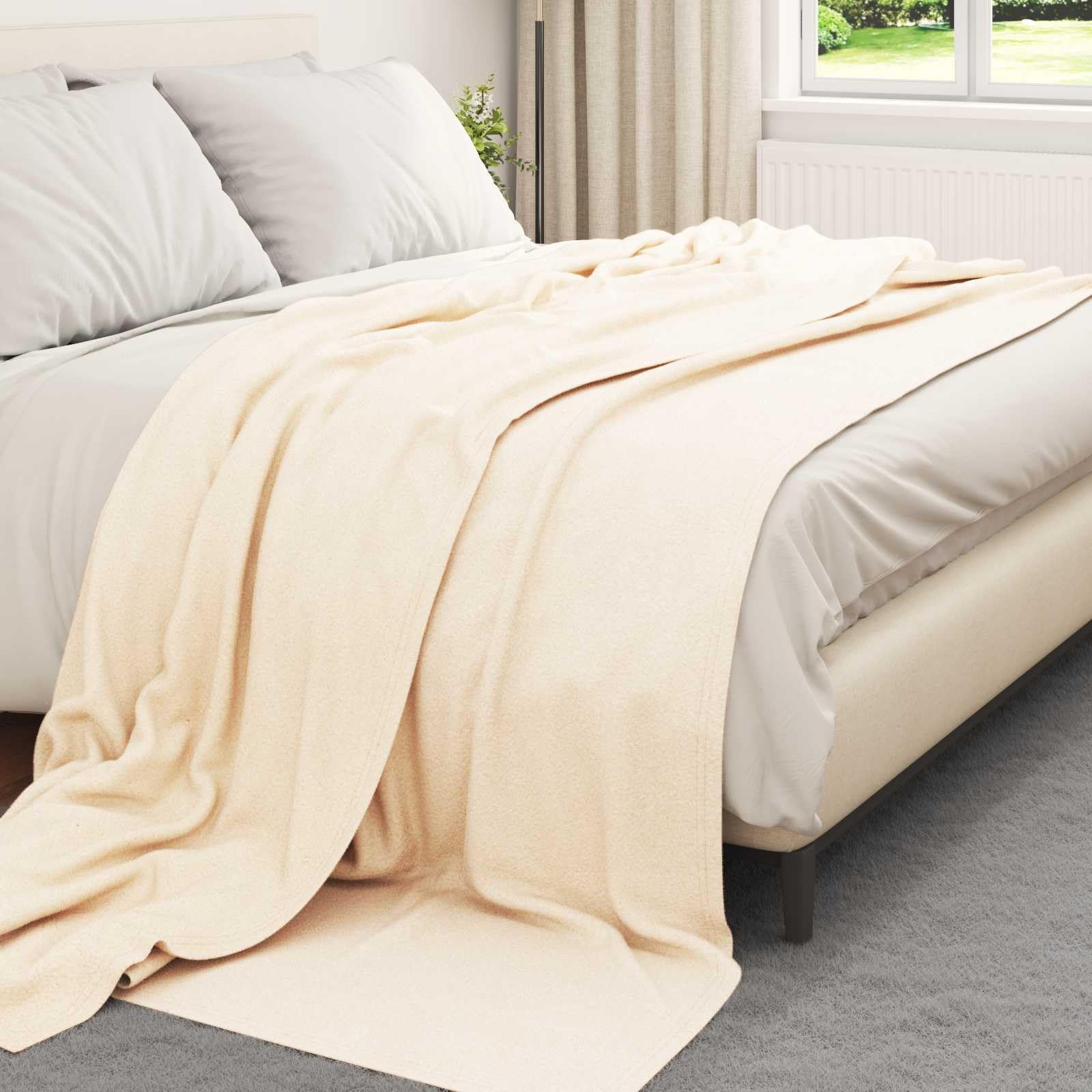 Juego de 6 mantas, color crema, 270 x 240 cm, forro polar
