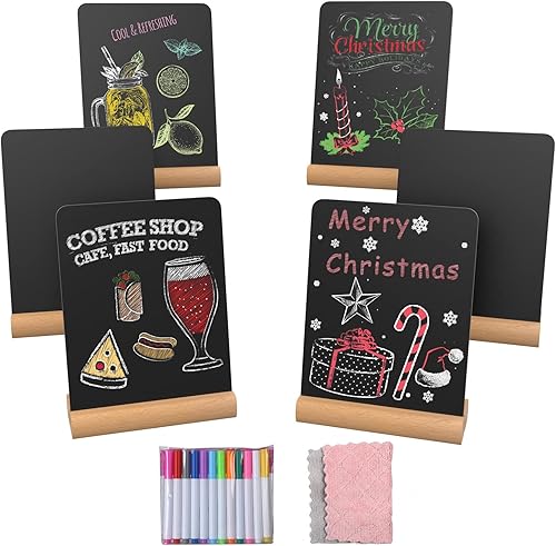 Miniatura 7 de Paquete de 6 letreros de pizarra de tiza, 6 x 8 pulgadas con soporte, letrero de pizarra de tiza de mesa para alimentos, pequeñas empresas