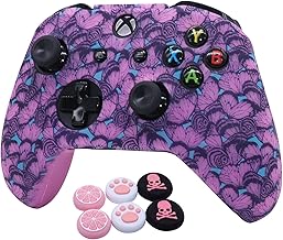 Pink Controller Skins for Xbox One, Silicone Controller Cover Skin Protector Compatible for Xbox Ones Controller (Pink Pro Thumb Grip x 2,Cat + Skull Cap &Cover Grip x 2) Blue Butterfly Pink