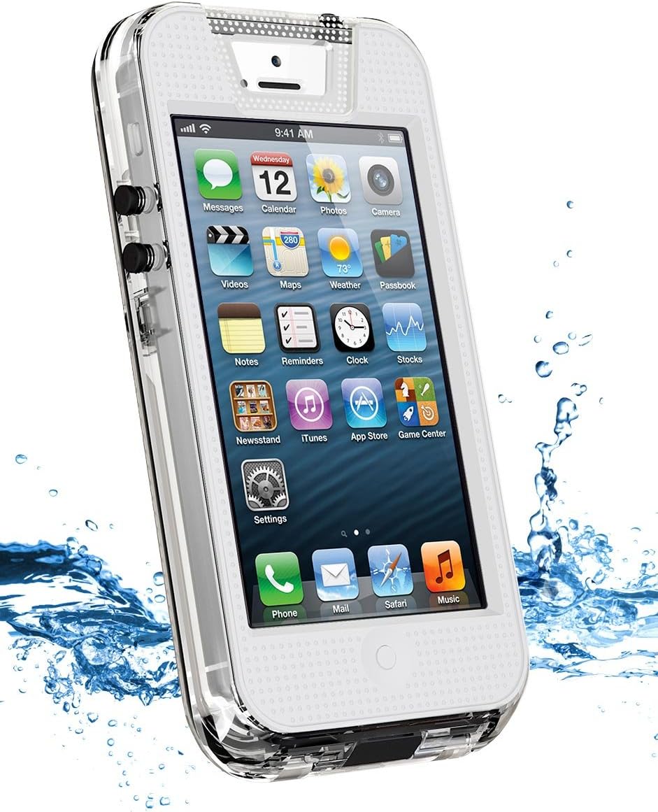 iContact Waterproof Case for iPhone 5/5S - Retail Packaging - Clear/White