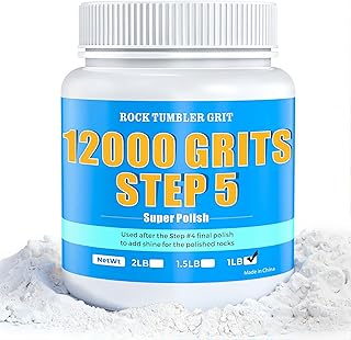 12000 Grit Rock Tumbler Polish – Aluminum Oxide Final Stage (Step 5), Ultra Fine Polishing Powder for Mirror Finish & High Gloss Shine, for Rocks, Gems & Glass, Compatible with All Rock Tumblers, 1 LB