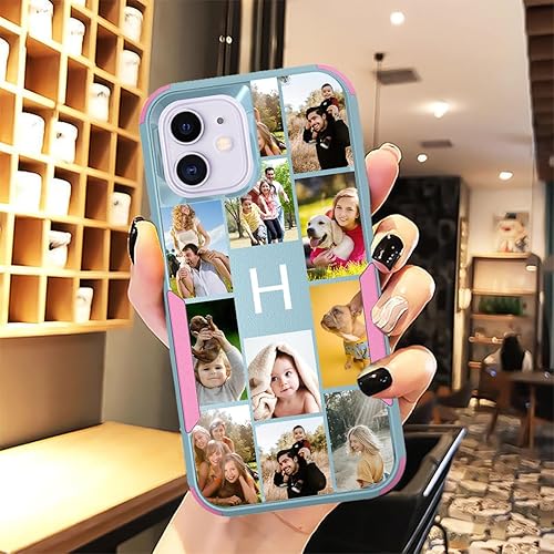 Vista 97 de Funda de fotos personalizada para Apple iPhone 11 Pro Max, patrón de collage a cuadros, personalizado para hacer imágenes en gruesa 3 híbrida Rosa