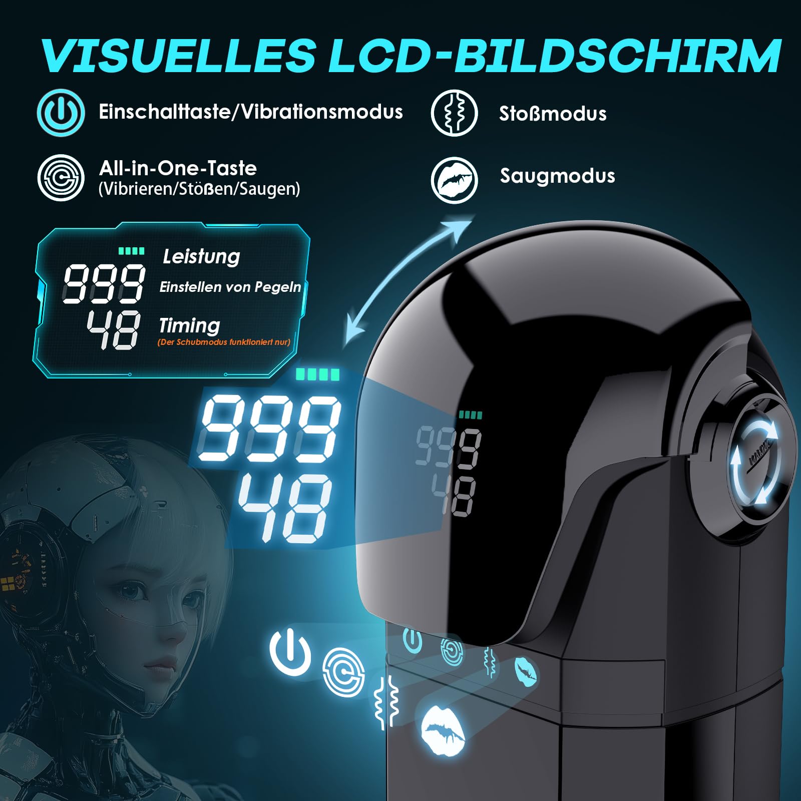 PRONFANS Sextoysys Uomo Masturbatore, 9 Succhiate & Spinte & Vibratore 3D Vagina Masturbatore Uomo Sex Toys, APP Controllati Sex Toy Masturvatore per Uomo, Sexytoysys Coppia Vibratoreper