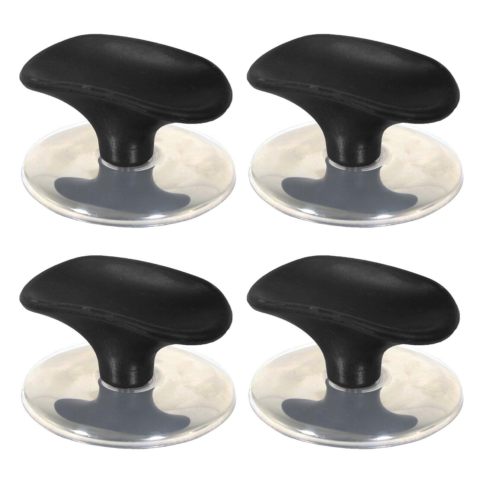Spares2go Black Universal Pan Lid Handle Saucepan Slow Cooker Steamer Pot Knobs (Black/Chrome Silver, Pack Of 4) 6Cm