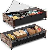 Vista 15 de Almacenamiento debajo de la cama con ruedas, cajones de almacenamiento rodantes debajo de la cama, almacenamiento de madera debajo de la cama
