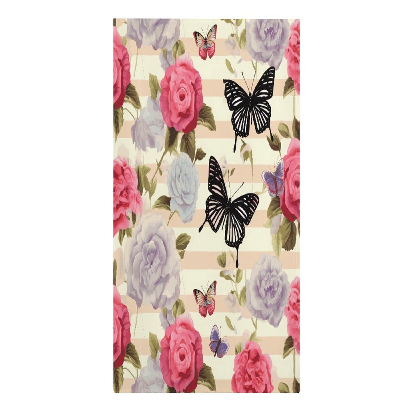 Adfgyerh Women's Style Striped Flower Butterfly1 Microfiber Sand Free Towels Large Quick-Dry. Beach Towel For Swimming Pool Camping Beach .Beach Accessories， They Are Essential Accessories For Adults, And Men, Vacati