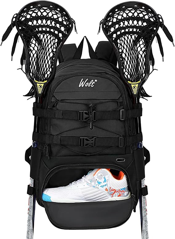 WOLT Lacrosse Bag-Lacrosse Backpack with Two Sticks Holder-Large Field Hockey Bag Holds All Sport Gears