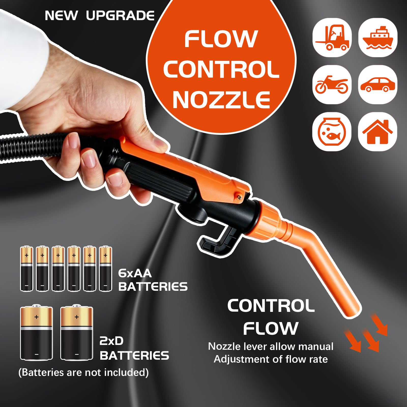Pompe de transfert de carburant alimentée par batterie, Pompe à essence électrique, Pompe à huile électrique portable pour essence, diesel, eau, carburant (Orange)
