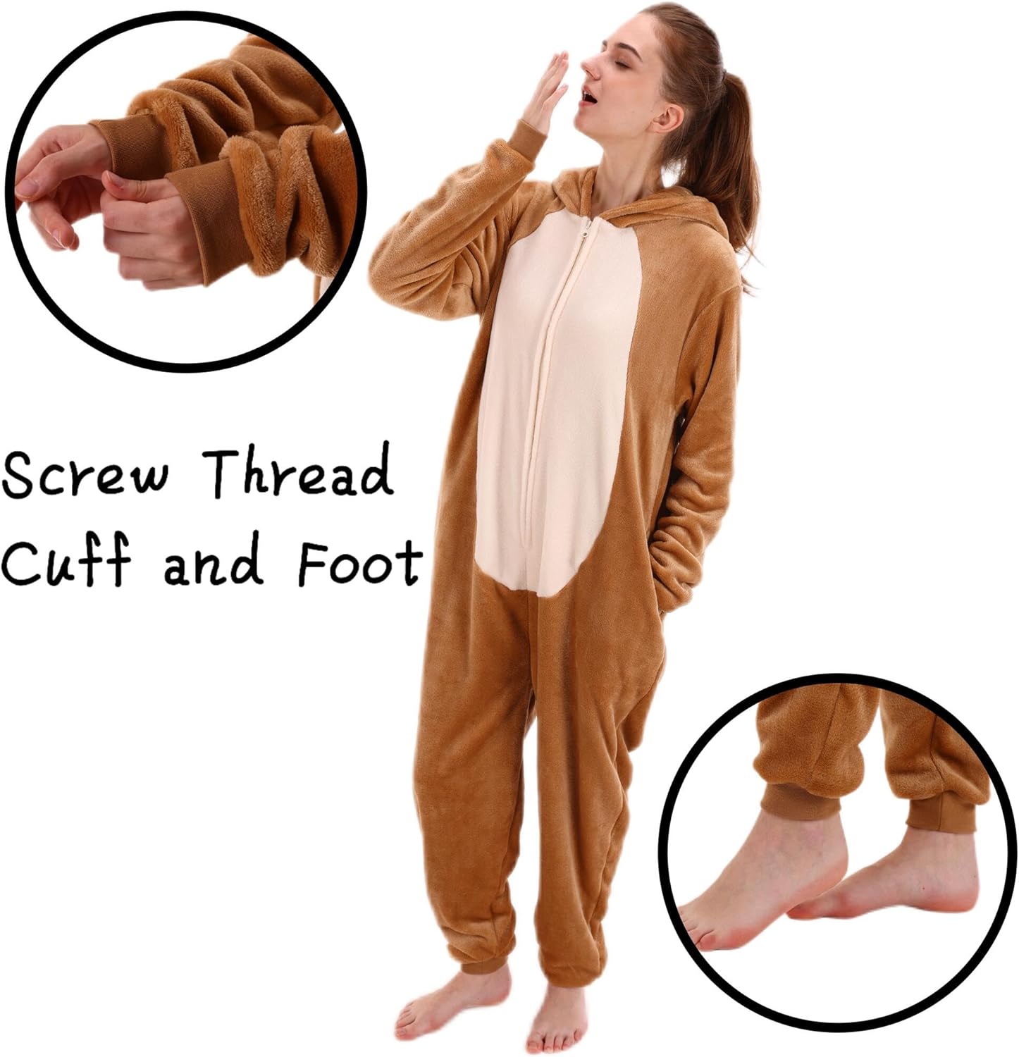 COSUSKET Snug Fit Unisex Adult Onesie Pajamas, Flannel Cosplay Animal One Piece Halloween Costume Sleepwear Homewear - Image 6