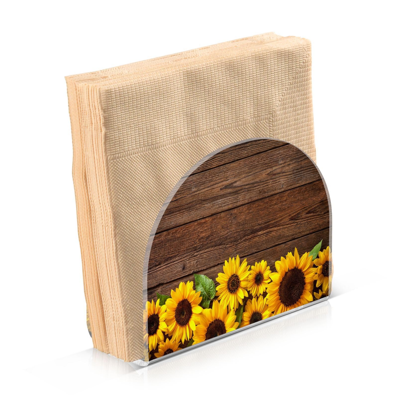 Qilmy Serviettenhalter Aus Acryl – U-förmiges Design Mit Frühlingsblumen, Für Küche & Tisch