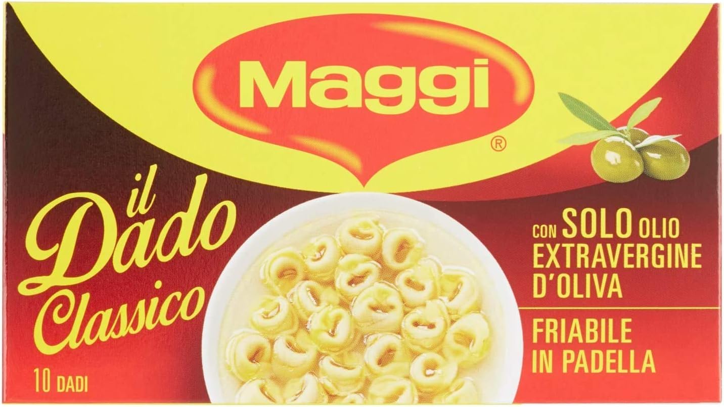 24x Maggi il Dado Classico con olio Extra vergine di Oliva Classic Stock Cubes for Broth with Extra Virgin Olive Oil 10pz 100% Italian Broth
