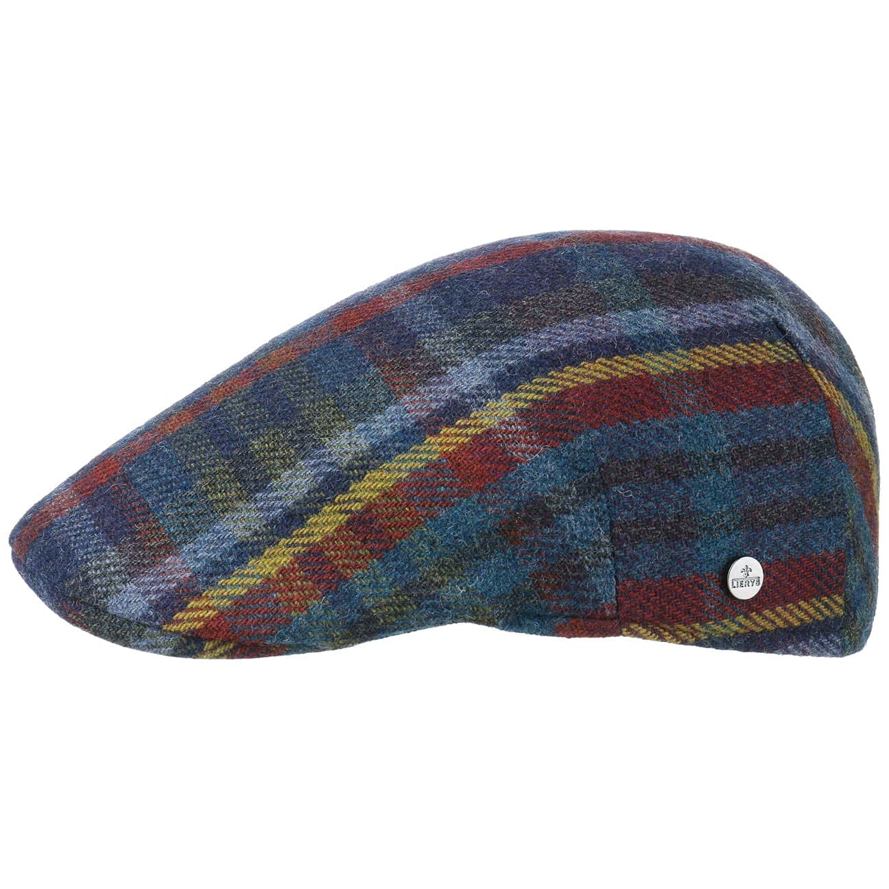 Lierys Shetland Wool Flat Cap Men Made in Italy Autumn Winter Blue