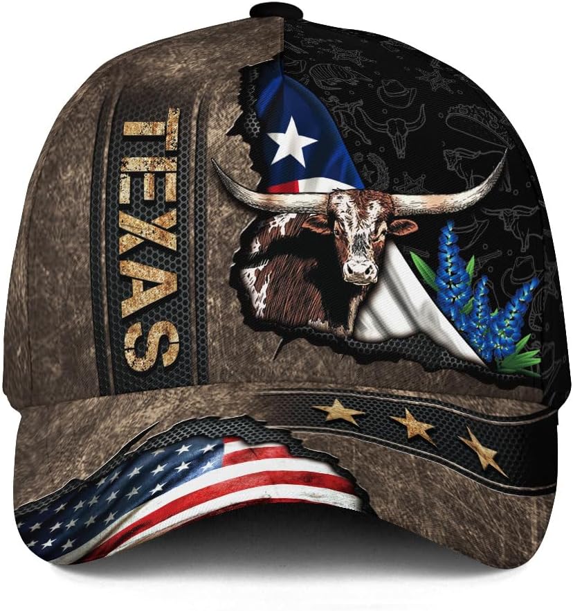 CHIARA CONTI11 Texans Caps for Men - Texas Baseball Cap and Hat - Texans Flag Cap