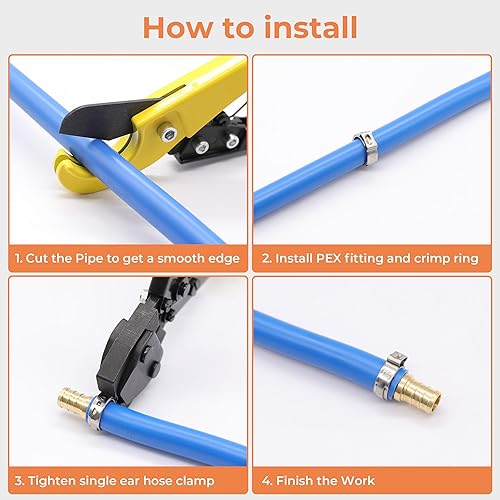 Miniatura 5 de 60 piezas de anillos de abrazaderas de cincha PEX de 1 pulgada, abrazaderas de manguera de una oreja de acero inoxidable 304, anillos de crimpado