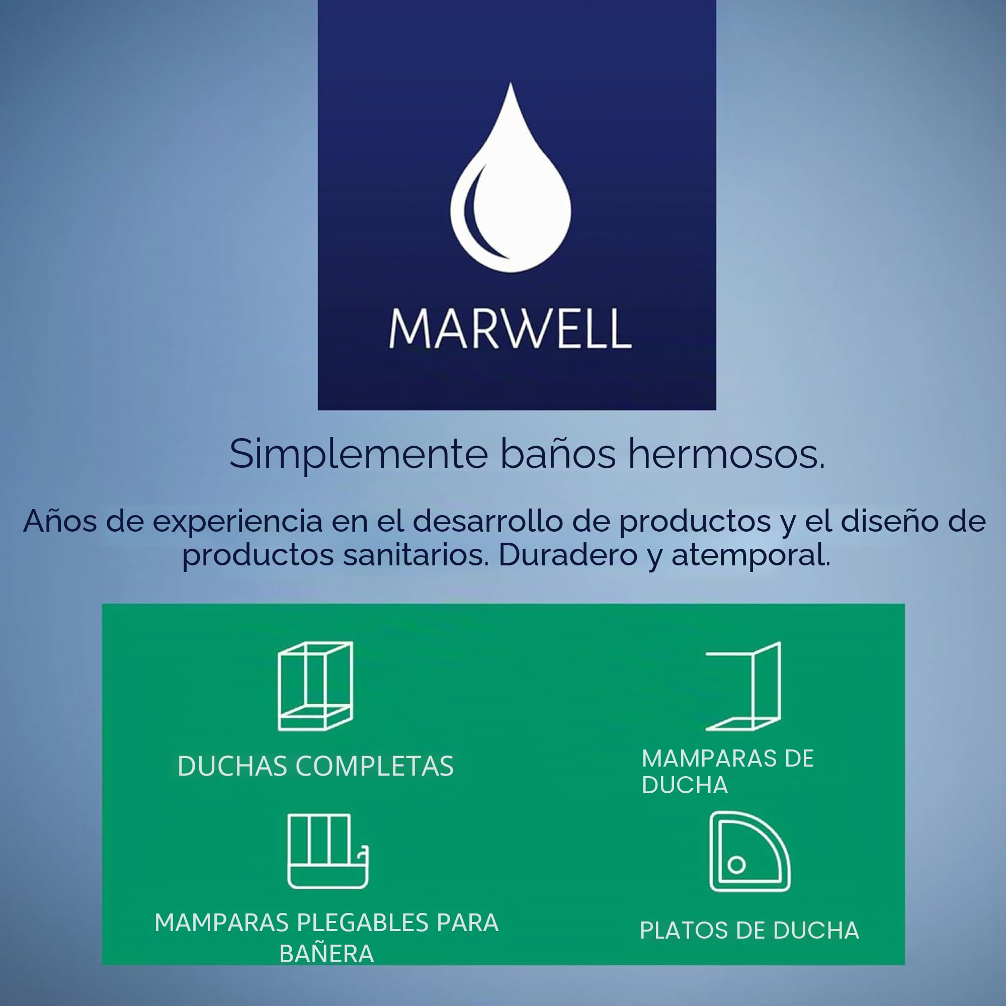 MARWELL White Lines - Mampara de ducha plegable para bañera (100 x 140 cm, 2 piezas, color blanco mate), mampara de ducha de vidrio templado de seguridad de 4 mm de grosor