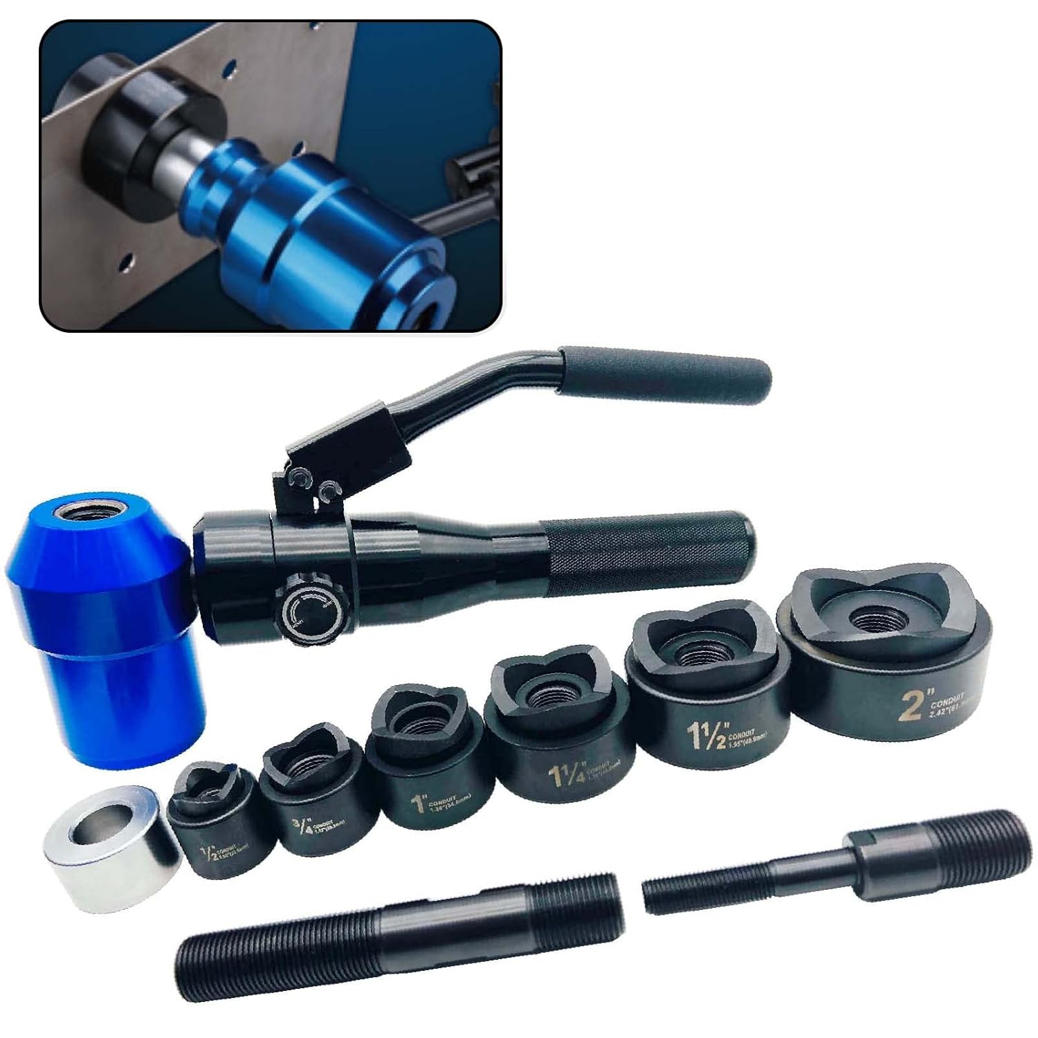 IBOSAD Hydraulic Knockout Hole Punch Driver Kit 1/2 to 2 inch