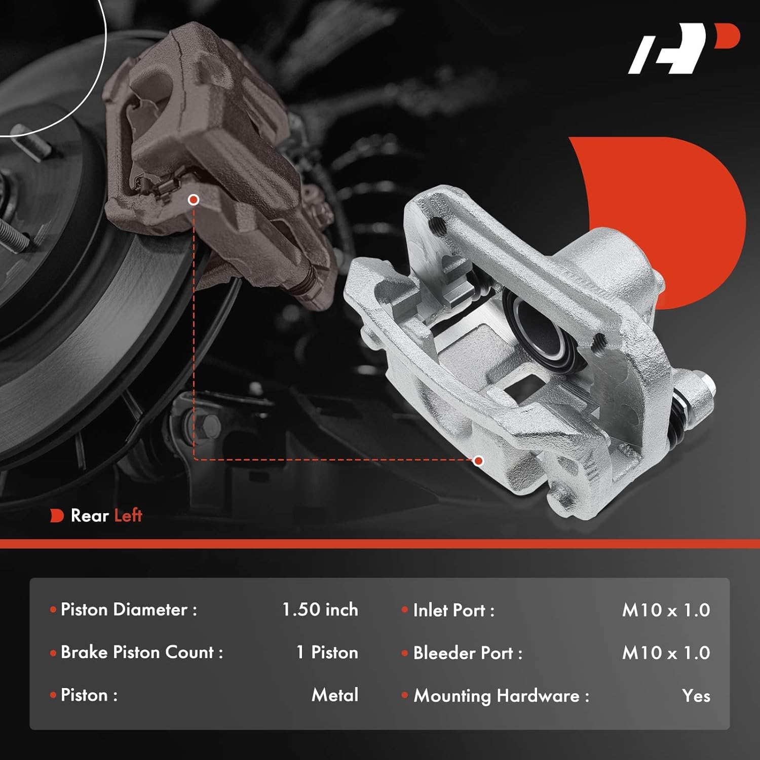 A-Premium Disc Brake Caliper Assembly with Bracket Compatible with Select Kia Models - Rondo 2009 2010 2011 2012, L4 2.4L/V6 2.7L - Rear Left Driver Side