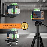 CIGMAN Green Laser Level Self Leveling with 1.42M Tripod, Switchable 3x360° Laser Level, 3D Laser Line 30M (Up to 50M with Detector), Li-ion Battery Built in, Rotary Stand, Remote Controller - 5