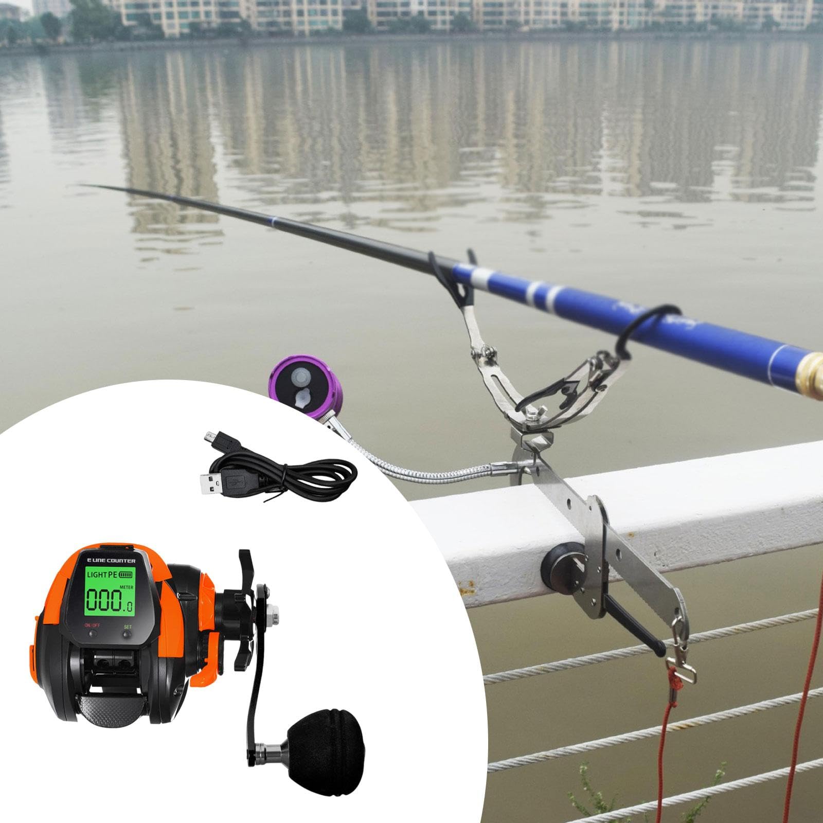 Mulinello da Pesca Elettrico Impermeabile da 10 kg con Frizione USB, Mulinello da Pesca 7.2:1