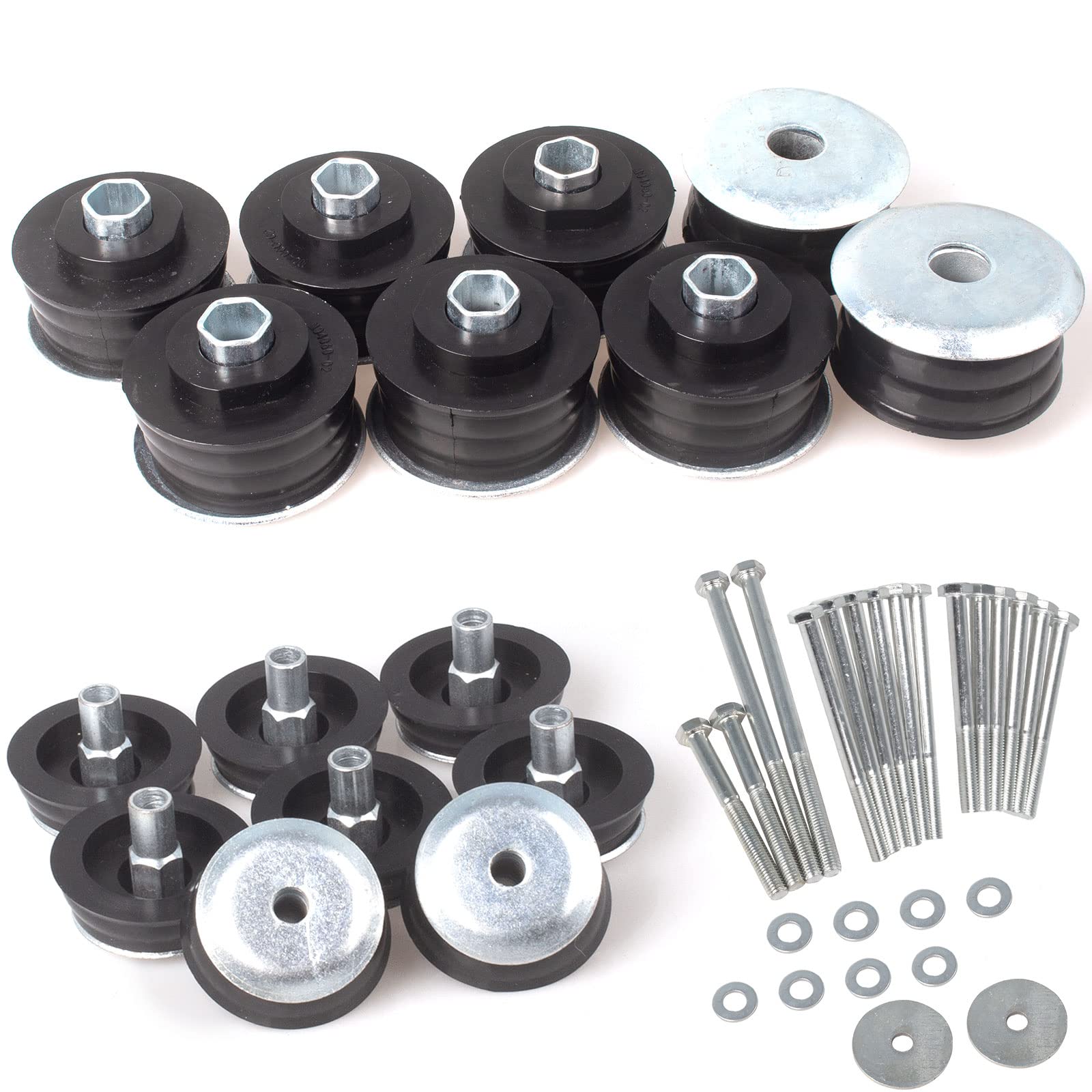 iKer Body Mount Bushing KF04060BK Compatible with Ford F250 F350 2008-2016 Super Duty 2WD 4WD,Polyurethane Cab & Body Mount Steel Sleeves & Hardware.Black