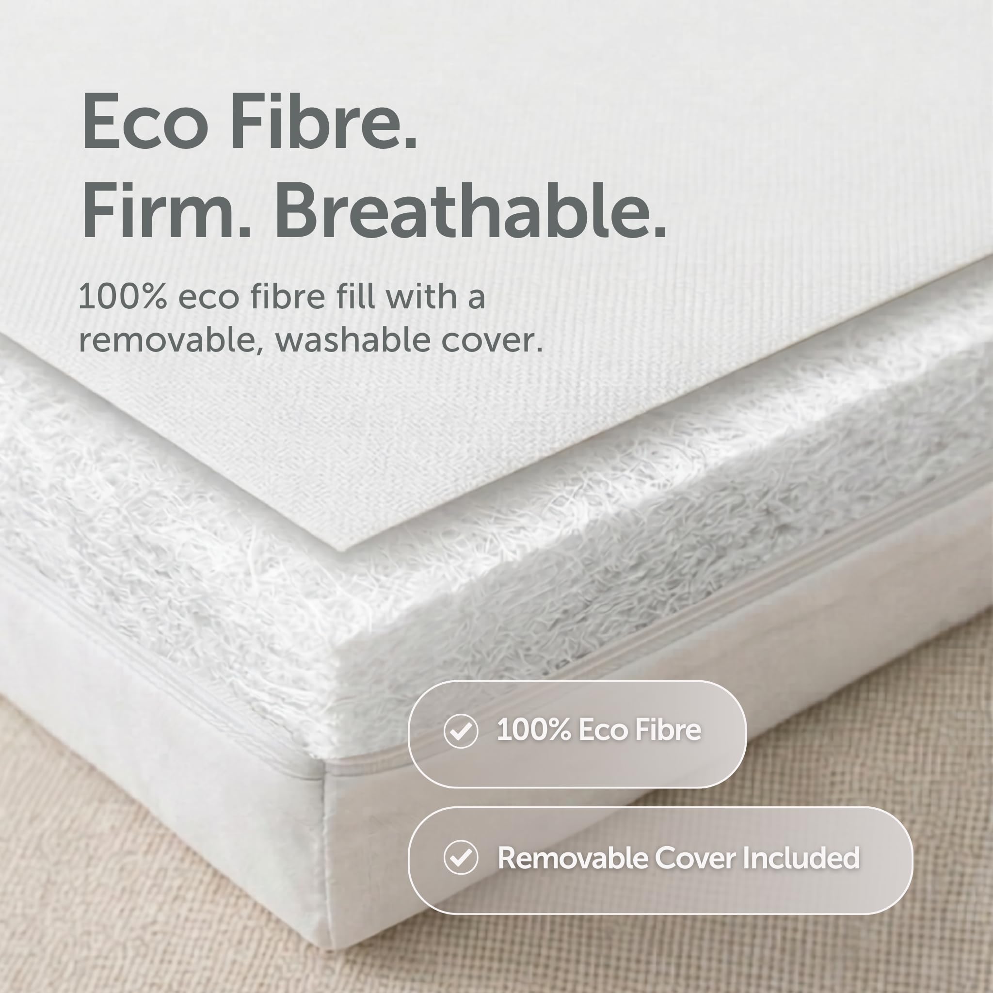Baby Elegance Matelas de lit de voyage 70 x 100 x 3 cm | Design pliable en fibre écologique pour le voyage et le rangement avec sac de transport | Construction respirante avec noyau de soutien |
