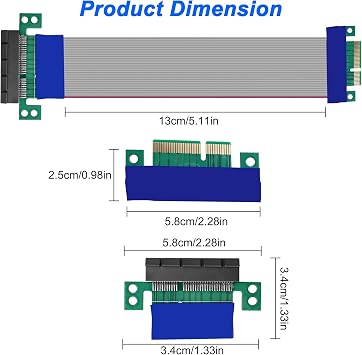 XMSJSIY PCIe 4X Extender Riser Cable Extender GPU Graphic Card Adapter