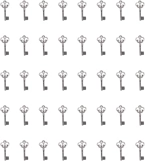 Ruwado 50 Pcs Keys Pendants Beading Supplies Vintage Metal Mini Key Charms for DIY Jewelry Making Kit Handmade Necklace Bracelet Key Ring Chain Earring Party Decoration