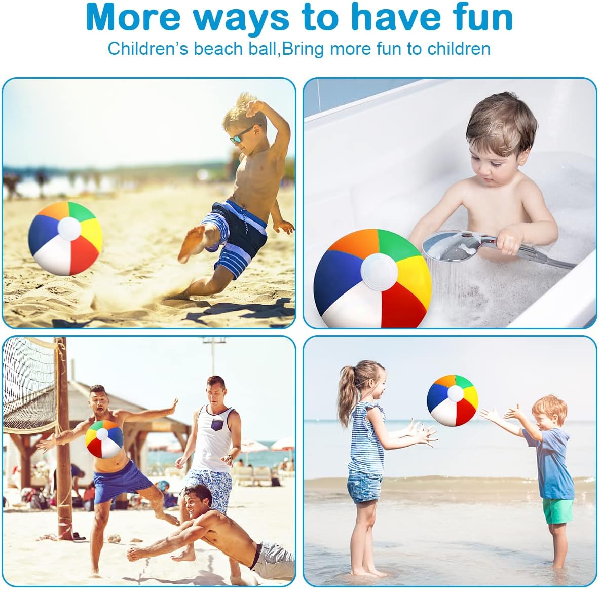 Leaflai 12'' Inflatable Beach Balls, Beach Ball for Kids Bulk Pool Toys Ball for Summer Outdoor Water Game Activities Party Decorations - Rainbow Color 12 Packs : Toys & Games