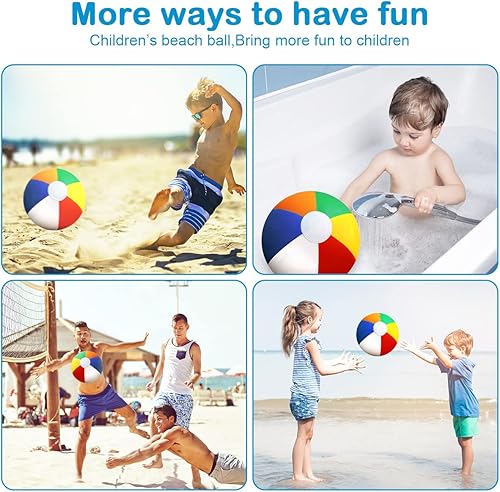 Miniatura 6 de UMUACCAN Paquete de 12 pelotas de playa inflables, bola de playa de 12 pulgadas a granel para niños, juego de agua, actividades al aire libre,