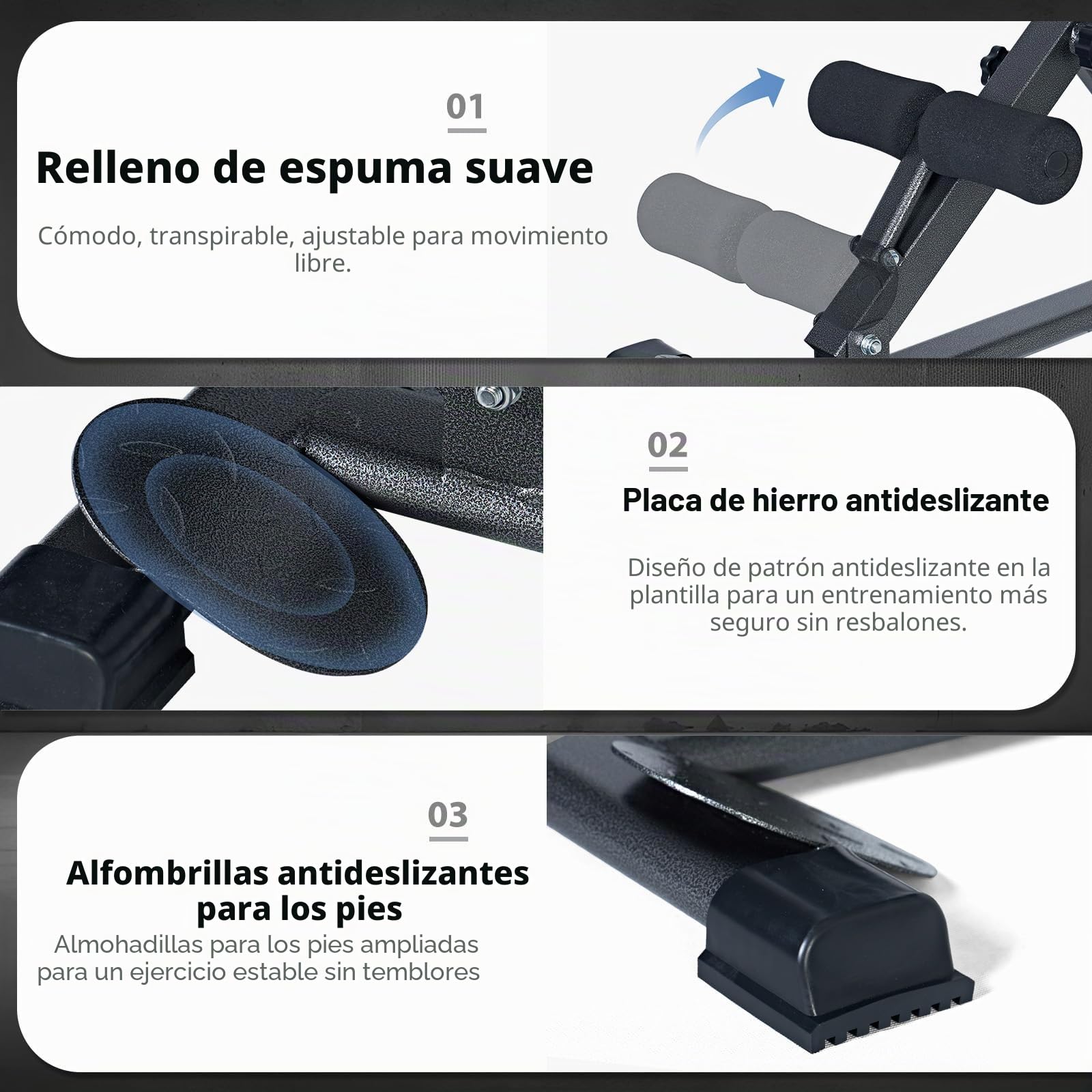 sogesfurniture Hyperextension - Entrenador abdominal y de espalda, 7 alturas ajustables, plegable, banco romano, multifunción, estirador de espalda para casa, fitness, hasta 100 kg