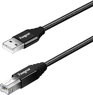 Fasgear USB B 2.0プリンタケーブル: USB A-Bスキャナコード USB 2.0ナイロン編組高速プリンタケーブル HP/Canon/Dell/Brother/Samsung/Lexmark/Epsonなどに対応 (1.8m、ブラック)