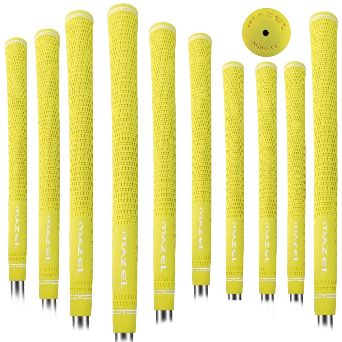 MAZEL Anti-Slip Golf Grips Set of 10 Non-Slip&Shock Absorbing Rubber Golf Clubs Grip Standard/Midsize for Improved Gripping Performance (Yellow, Standard)
