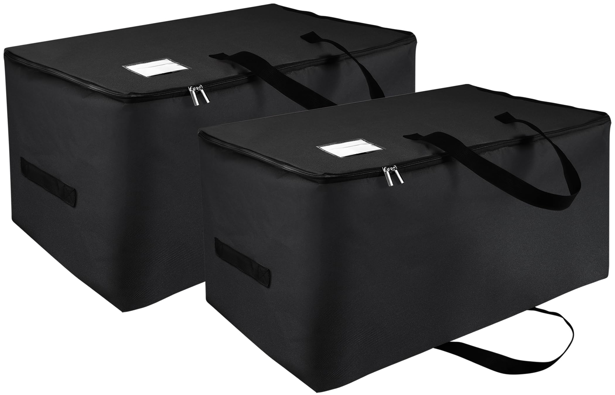 IHOMAGIC 2Pack Clothes Storage Bag, 105L Large Packing Boxes for Moving House, Loft Storage Bags With Zips and Handles, Under Bed Storage Box With Lid, Storage Bags for Bedding, Toys, Clothes, Black โ image 1