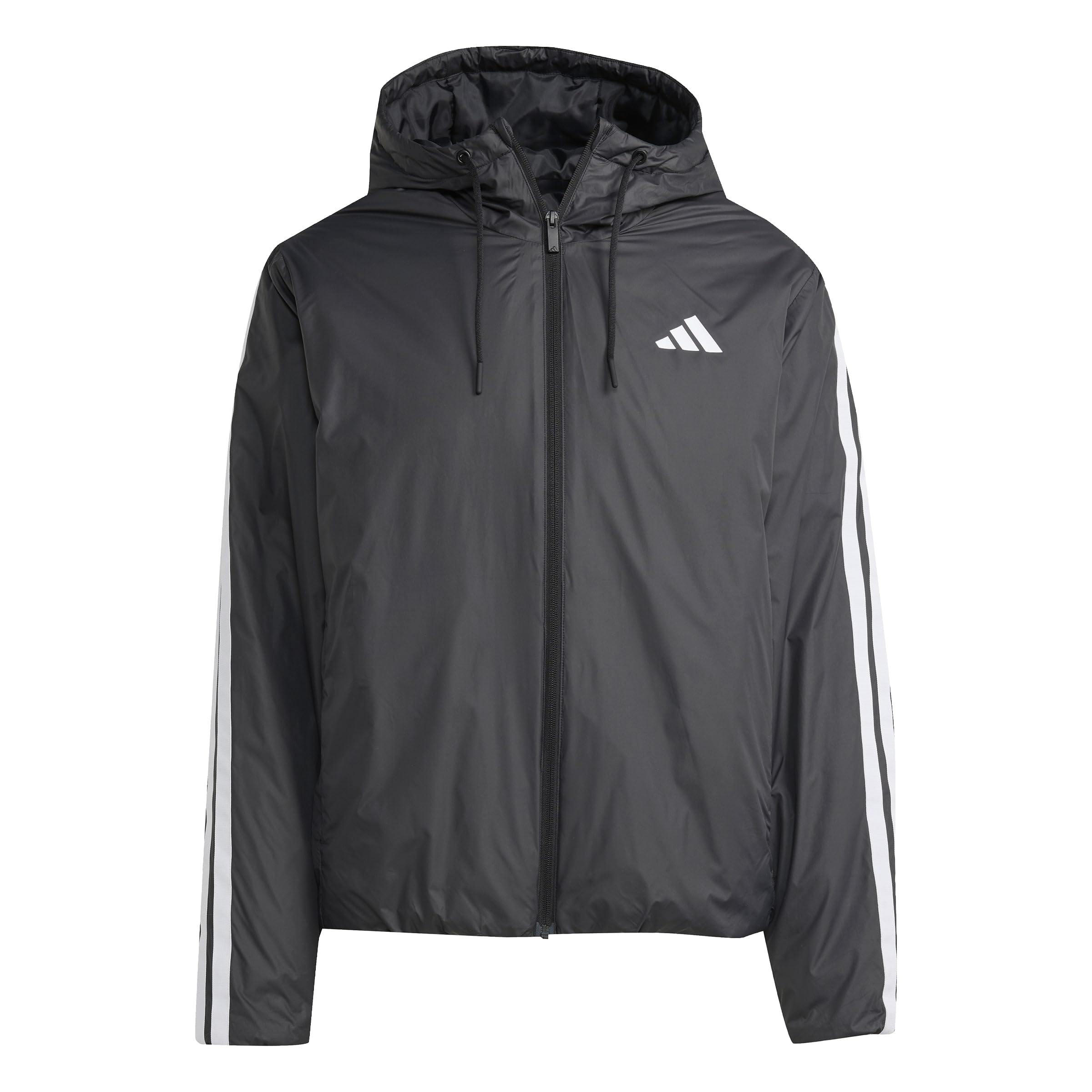 adidas Men's Essentials Climawarm 3 Stripes Insulated Hooded Coat, black, XXL