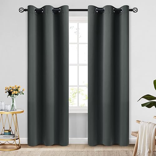 Miniatura 262 de COSVIYA Cortinas 100% opacas para dormitorio con forro negro, bloqueo de luz completa, aislamiento térmico y ojales, tratamiento de ventana de 54