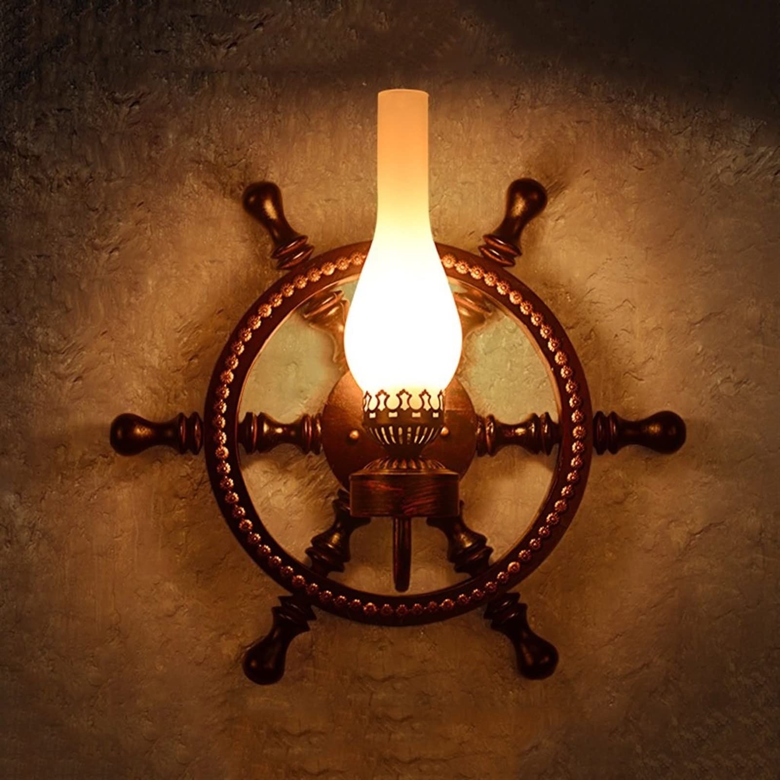 VDOQTLJT European wall light Wall Sconce Lamp lantern Light Single - Solid Wood Rudder Decorated lamp Retro Industry Compatible with House Corridor Aisle Restaurant