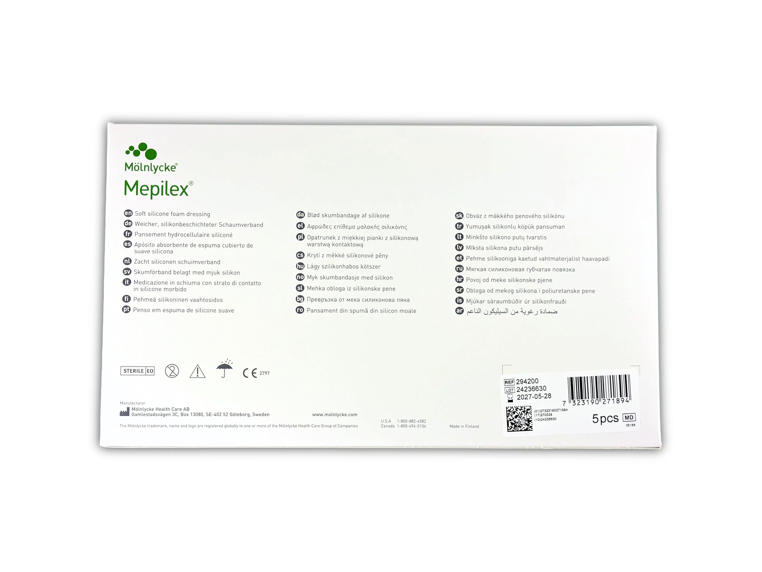Mepilex 10 x 20 cm, Apósito para heridas, 5 uds.