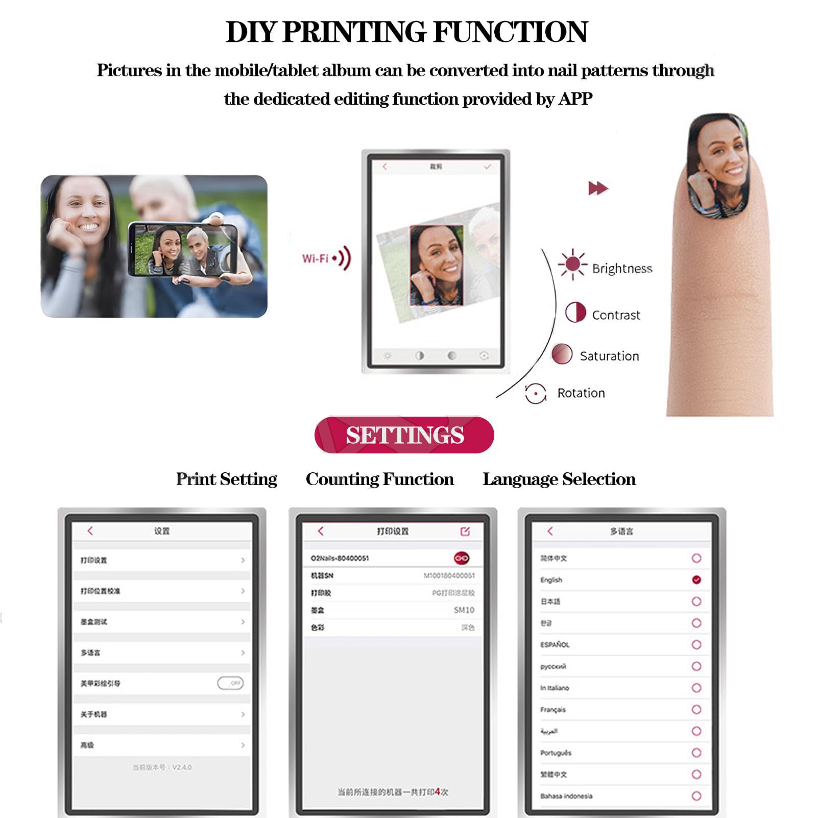 Stampante 3D Smart Nail Art, Macchina Digitale per La Pittura delle Unghie con Touch Screen da 10,1 Pollici, Supporto WiFi/Fai da Te, Stampante per Unghie Professionale per Uso in Studio di Bellezza