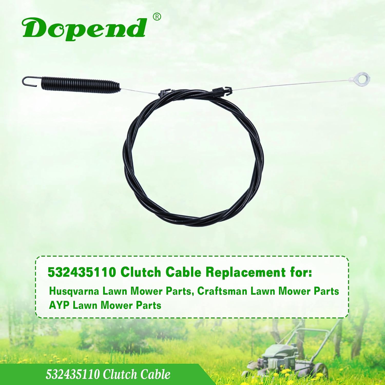 532435110 Clutch Cable for Husqvarna YTH20K46, YTH2042, YTH2246 Craftsman, AYP Lawn Mower Parts, Replaces 435110, 532408319, 408319