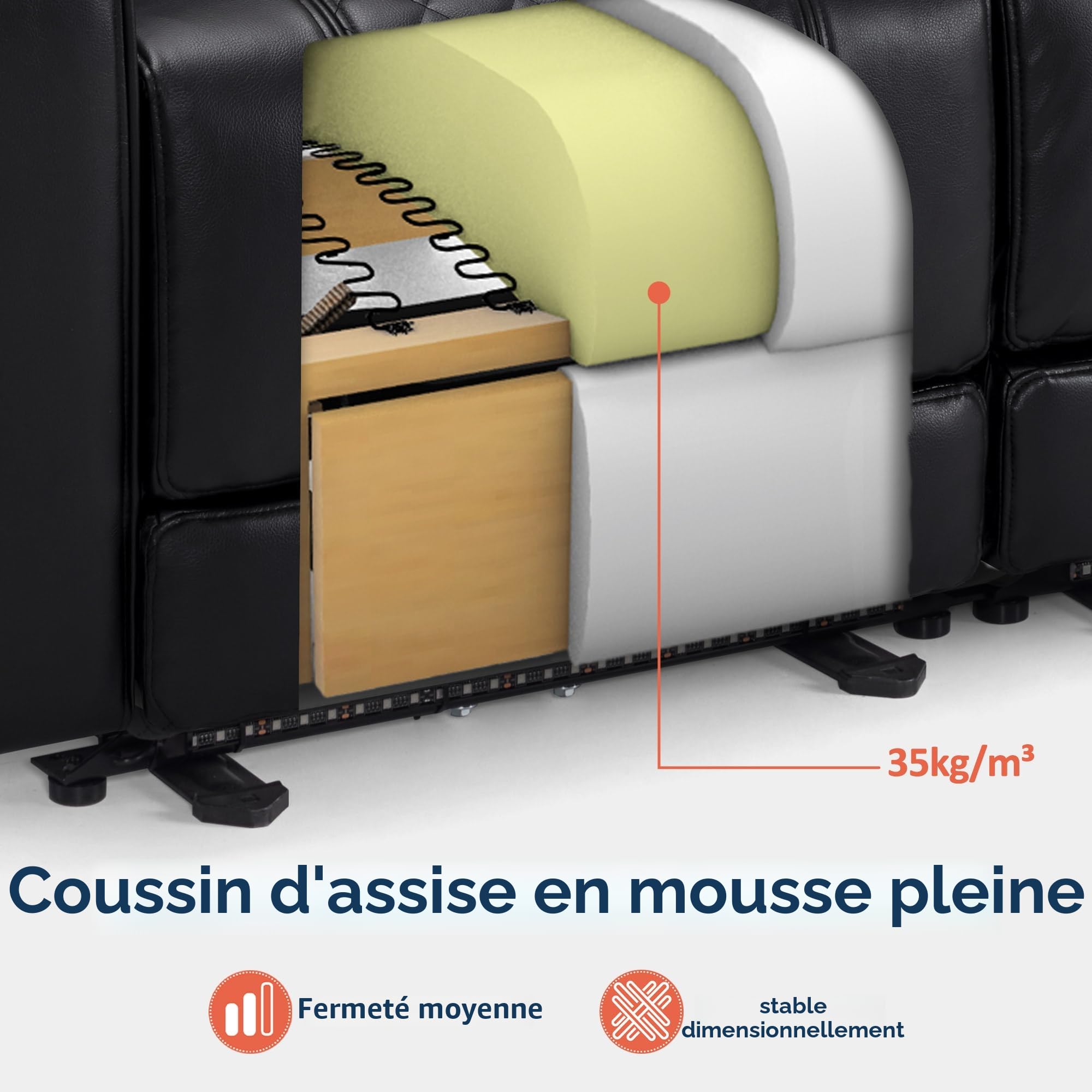 M MCombo Fauteuil cinéma 2 Places, réglable électriquement, Zero-Gravity, Appui-tête réglable, canapé 2 Places avec Fonction lit, Coussin d'assise en Mousse Pleine 35D 7705