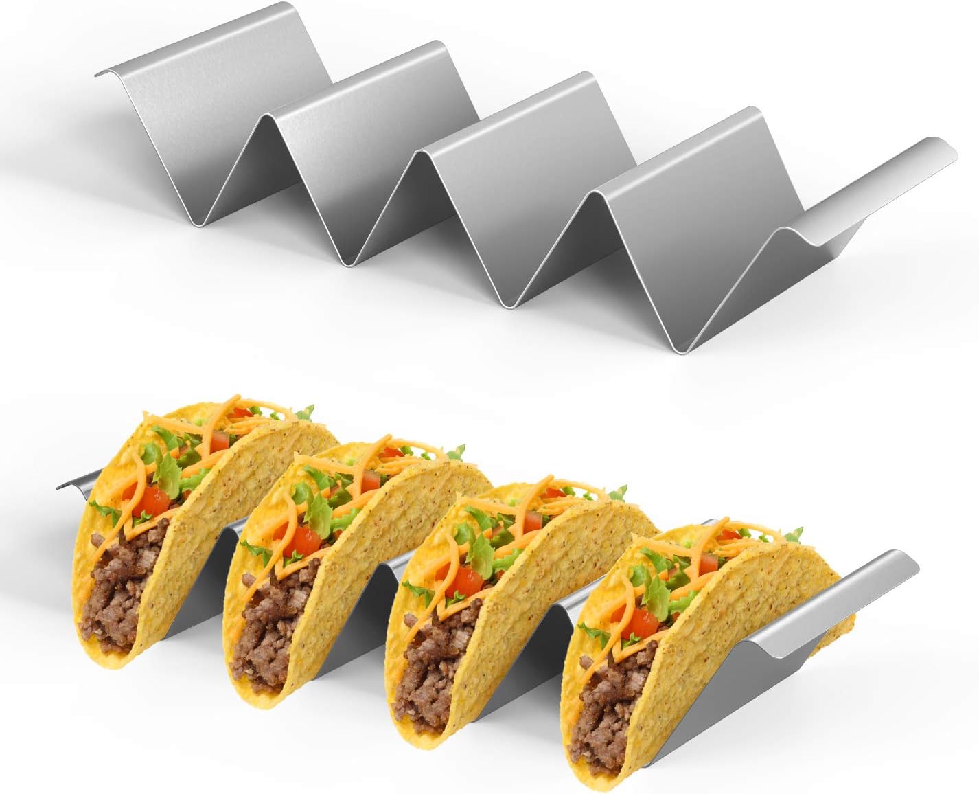 Nuovoware Taco Holder Stands, Set of 2 Stainless Steel Taco Shell Holder, Each Holds