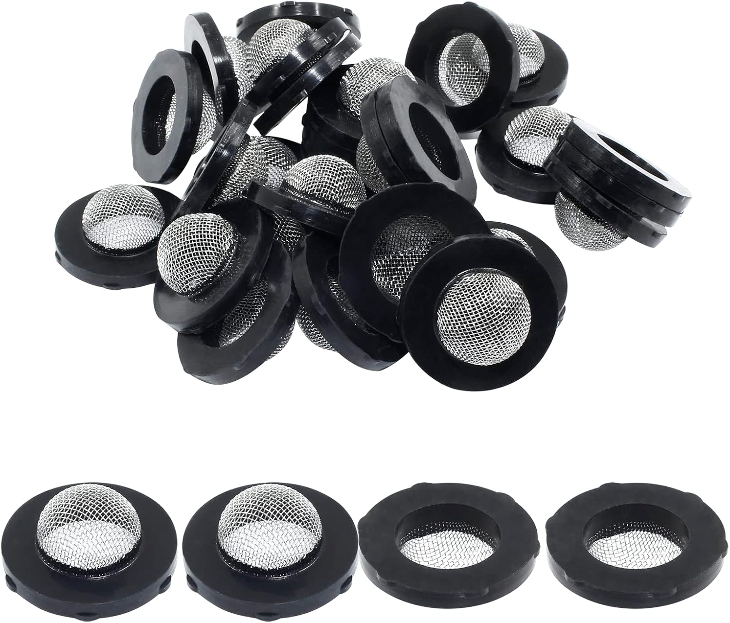30pcs Stainless Steel Garden Hose Screen Filter, Pressure Screen Washer Hose Filter with 50 Mesh for 3/4" Garden Hose Faucet Inside Fittings, Hose Screens for 5/8" Washing Machine