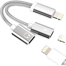for iPhone Adapter Headphone Jack Dongle 2in1 Dual Lightning Charging Audio Splitter Charger Aux Connector Power Port 14 13 Pro for Ipad Certified Mfi Cable Double Lighting to Charge Music