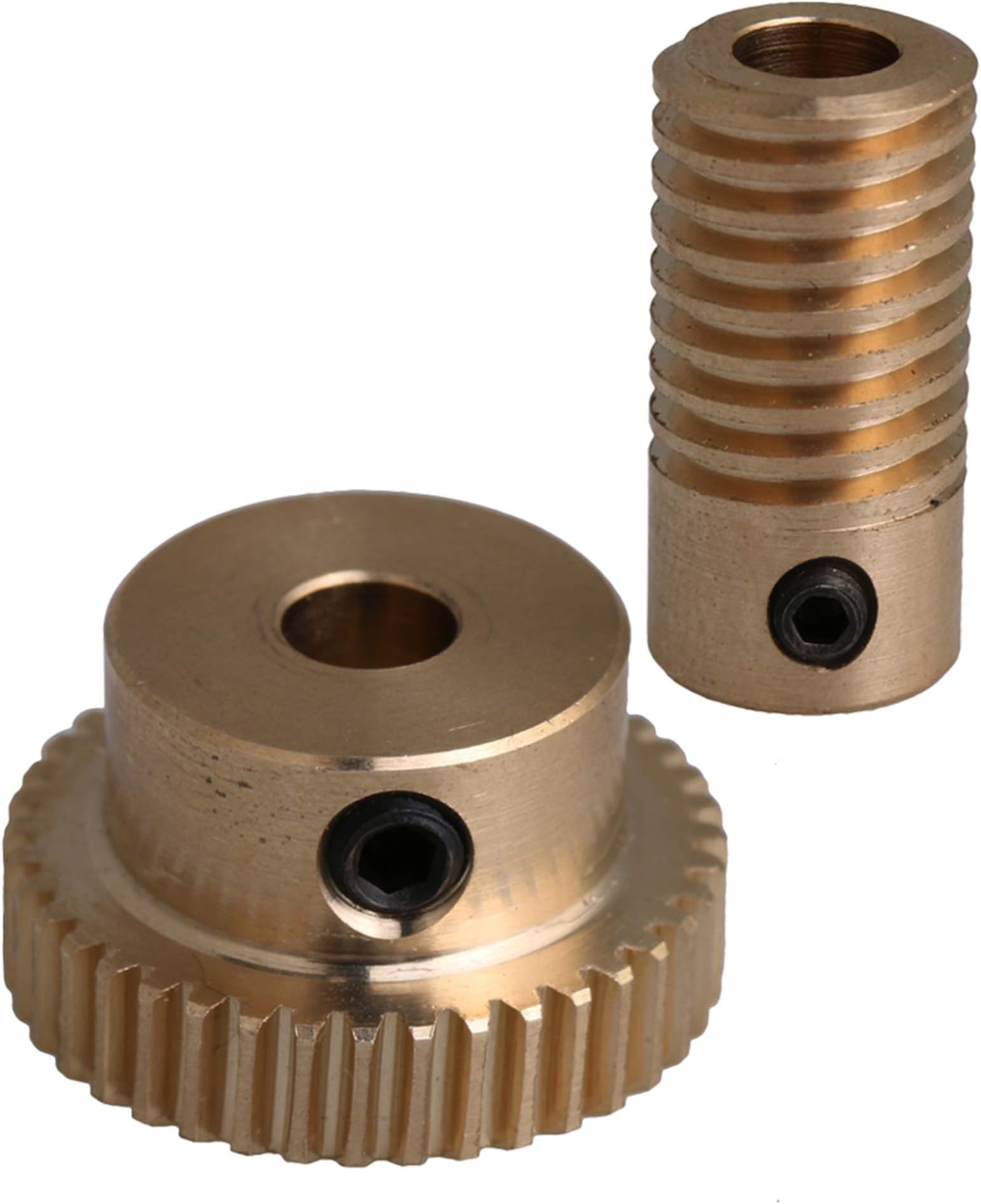 CNBTR 40T Brass Worm Gear Wheel & 5mm Hole Diameter Worm Gear Shaft Kits 0.5 Modulus Set 1:40 Reduction Ratio Drive Gear Box