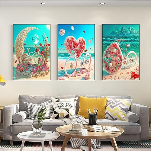 Miniatura 6 de KYJ-UP Paquete de 6 kits de pintura de diamantes para adultos, flores de bricolaje 5D con diamantes redondos de taladro completo, manualidades para